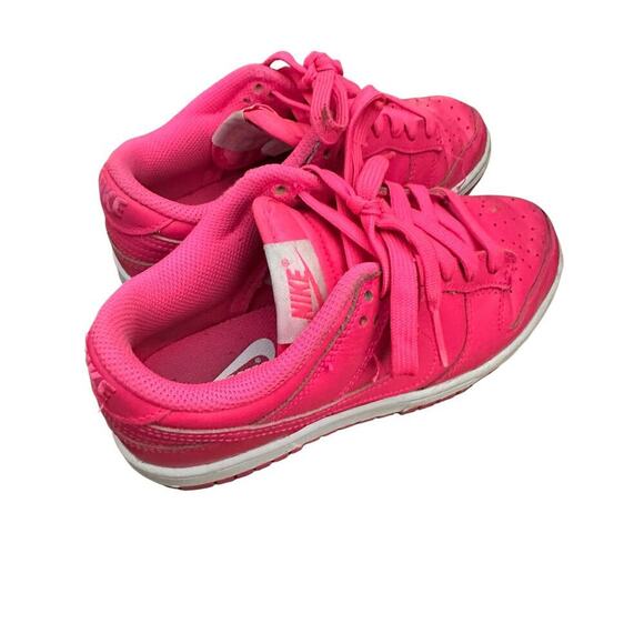 Nike Kid's Hot Pink White Dunk Low Hyper Lace Up Sneaker Shoes Size 5 - Picture 10 of 11